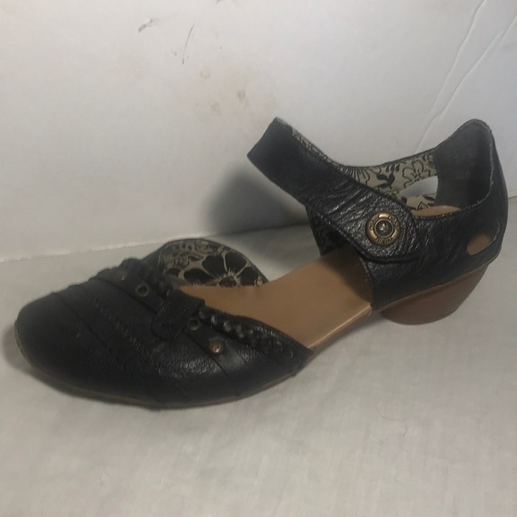 Rieker Shoes - “RIEKER” Blue Leather Studded Heeled Mary Janes.